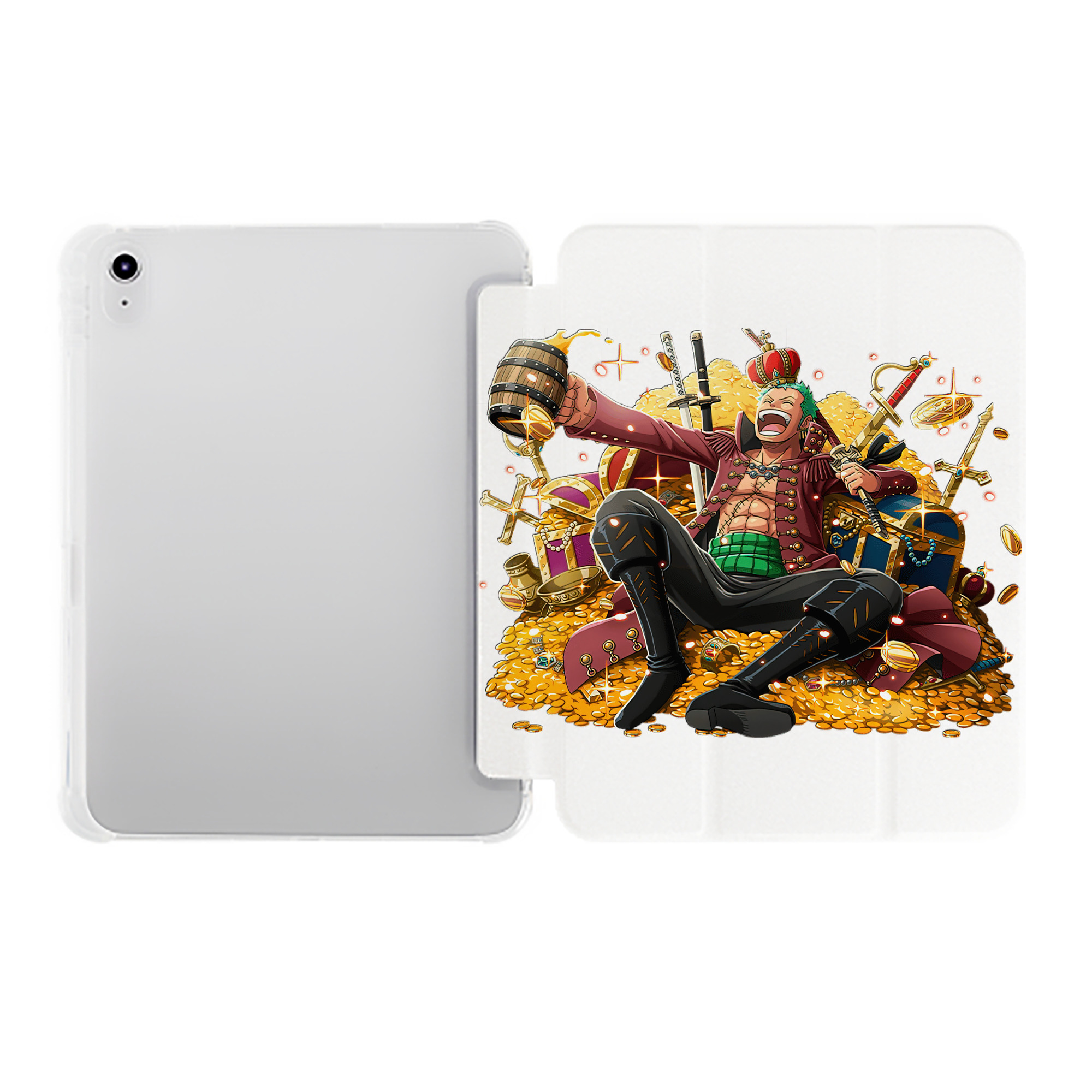 （画像用） ワンピース ロロノア・ゾロ ONE PIECE Roronoa Zoro IPad ケース ペン収納付き 三つ折りスタンド PUレザー×シリコン 対応機種9.5/10.5/10.9インチ